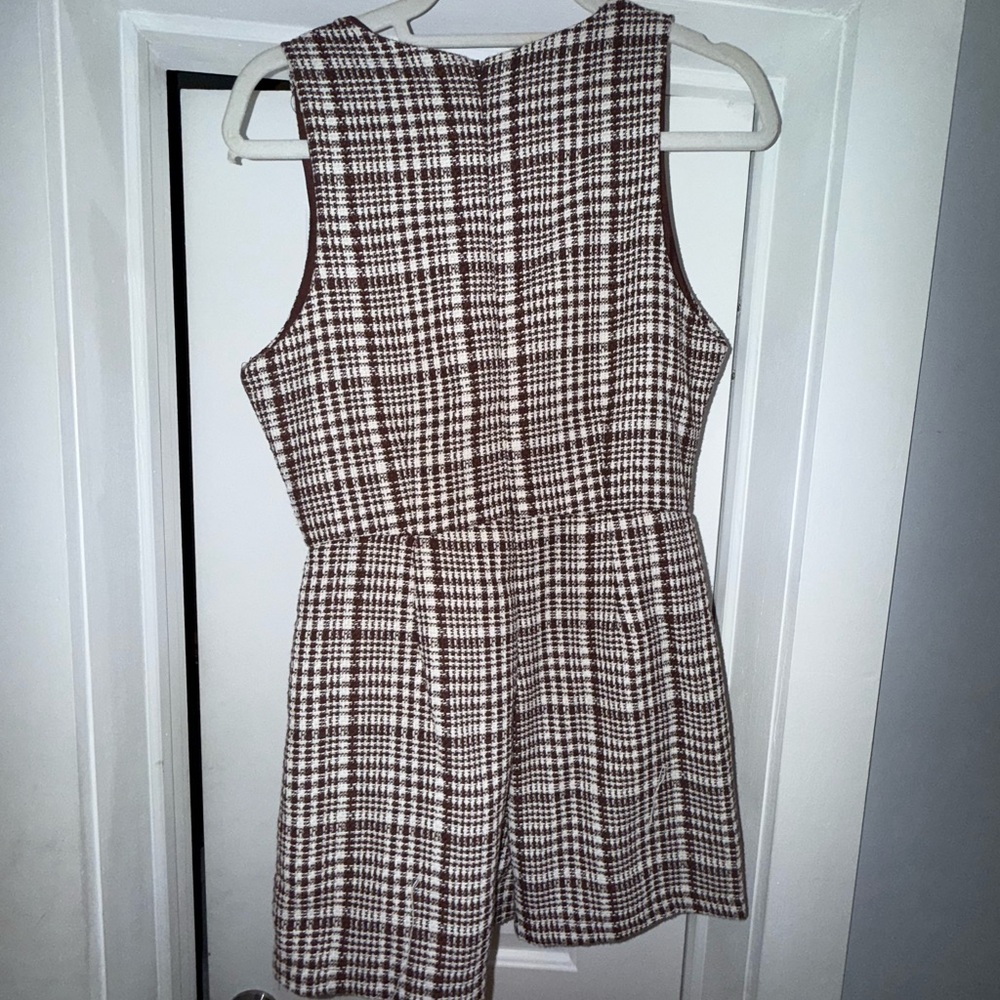 Forever 21 Brown and White Checkered Jumpsuit